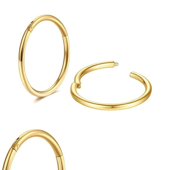 Gold 18G Tiny Seamless Hoops Set for Multiple Piercings, Hypoallergenic Surgical - Picture 2 of 9